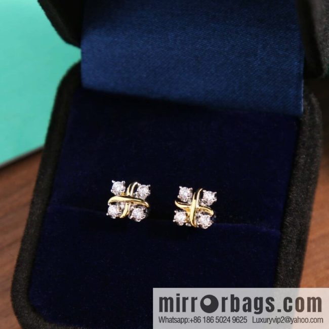 New ☑️ Tiffany & Co. Tiffany color cross stud earrings - Image 2