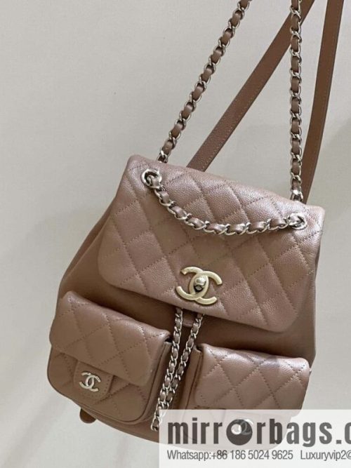 CHANEL 23P spring and summer trailer series, lychee leather duma double backpack AS3787