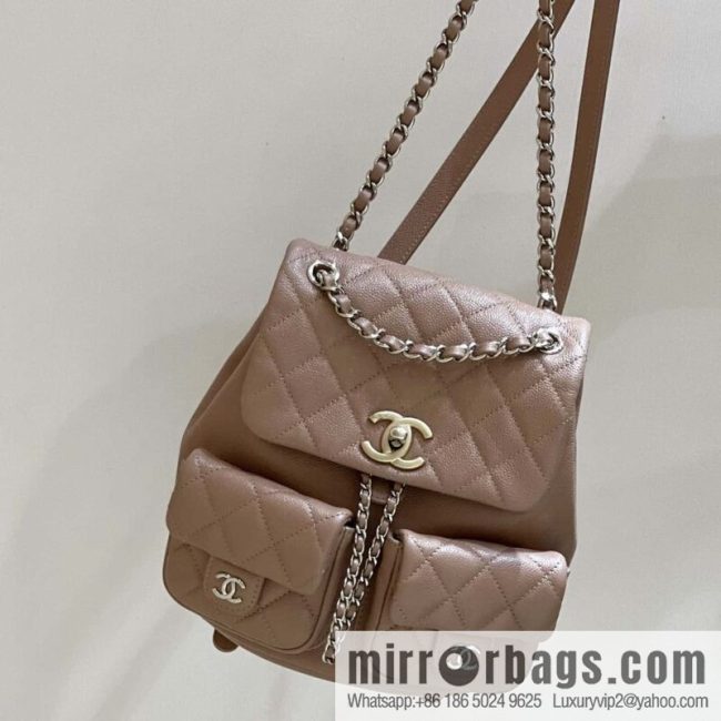 CHANEL 23P spring and summer trailer series, lychee leather duma double backpack AS3787