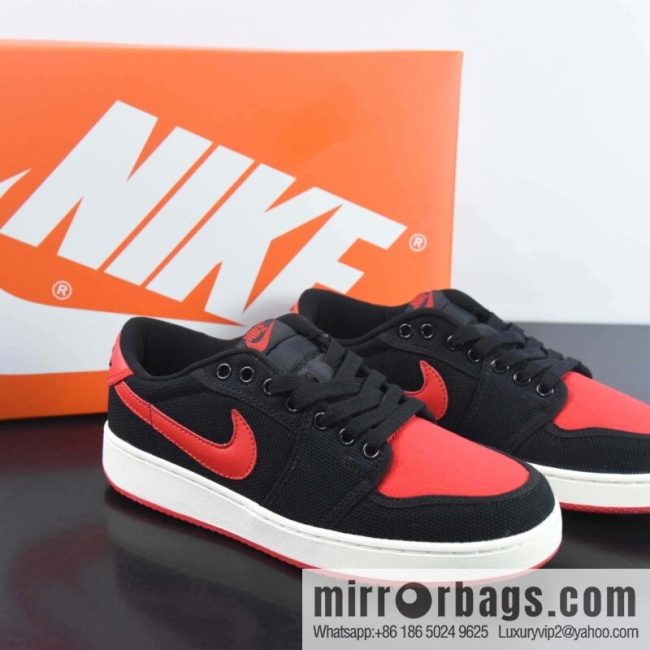 Air Jordan AJ1 Low-top canvas black and red, item number: DX4981-006