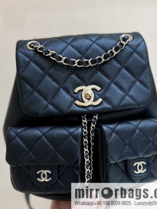 CHANEL 23P spring and summer trailer series, plain weave duma double backpack AS3860 black