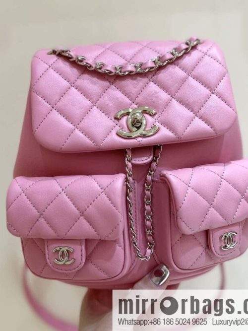 CHANEL 23P spring and summer trailer series, plain weave duma double backpack AS3860 pink