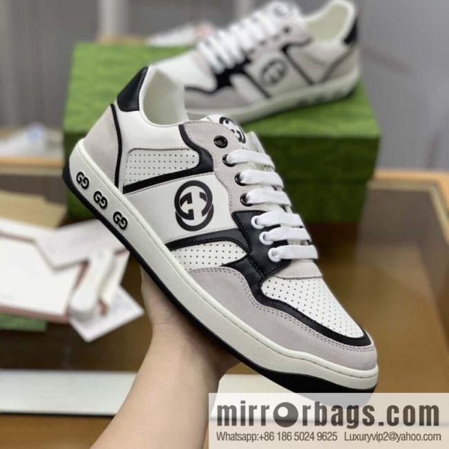 GUCCI classic double G color matching leather men\'s casual shoes