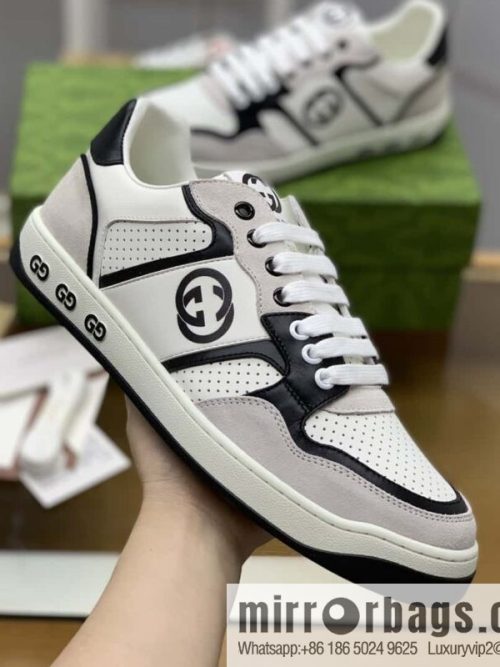 GUCCI classic double G color matching leather men\'s casual shoes