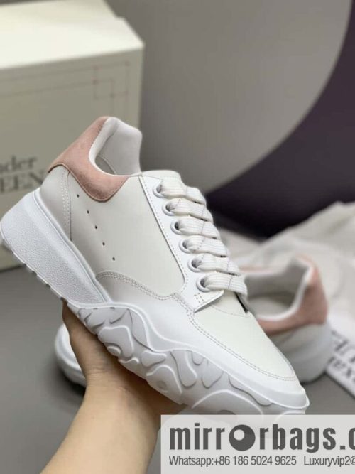 Alexander McQueen heel pink matte leather patchwork women\'s sneakers