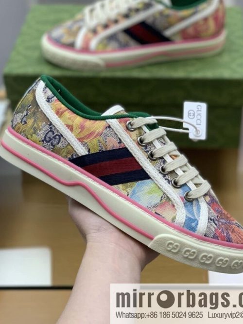 GUCCI double G floral canvas 1977 Unisex canvas shoes