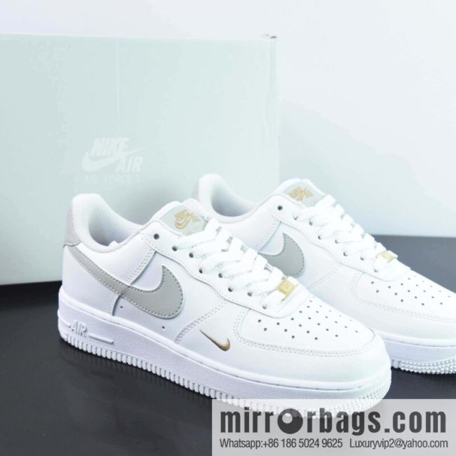 Nike Air Force 1 \'07 Air Force One Classic Basketball Shoes Casual Sneakers White Grey Small Gold Hook, Item Number: CZ0270 106