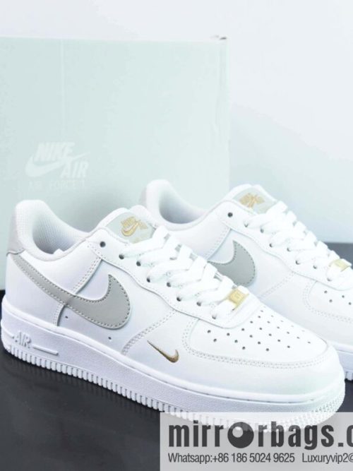 Nike Air Force 1 \'07 Air Force One Classic Basketball Shoes Casual Sneakers White Grey Small Gold Hook, Item Number: CZ0270 106