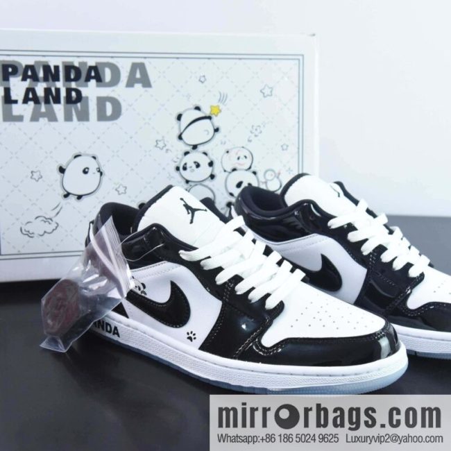 Nike Dunk Low Retro black and white patent leather sneakers DV1390-100