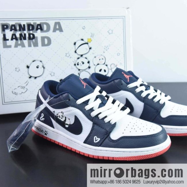 Air Jordan 1 Low Joe 1 Low Top Sports Basketball Shoes, Panda Midnight Blue 553560-481