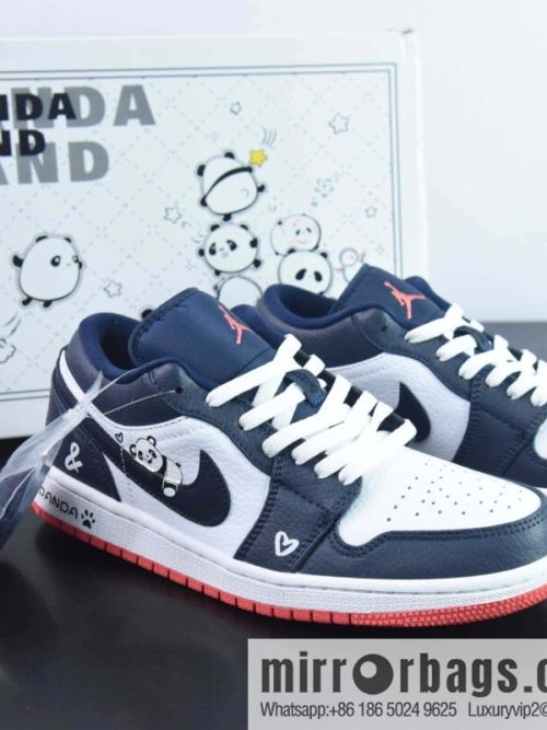 Air Jordan 1 Low Joe 1 Low Top Sports Basketball Shoes, Panda Midnight Blue 553560-481