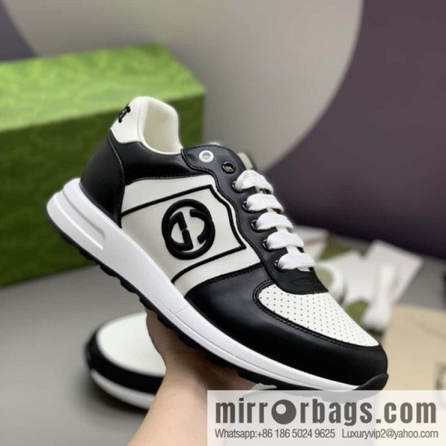 GUCCI black embroidery logo men\'s sports and leisure shoes