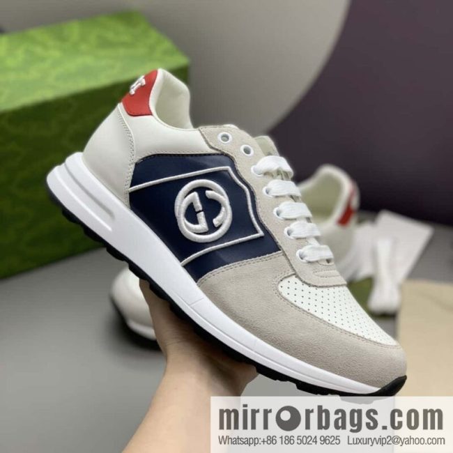 GUCCI color matching double G embroidery logo men\'s sports and leisure shoes
