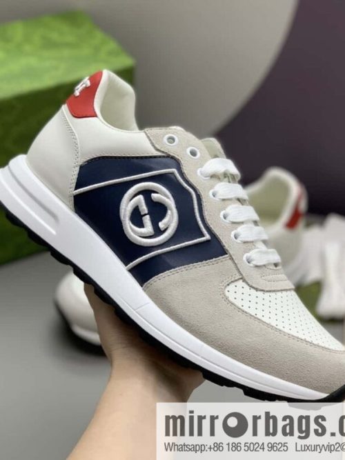 GUCCI color matching double G embroidery logo men\'s sports and leisure shoes