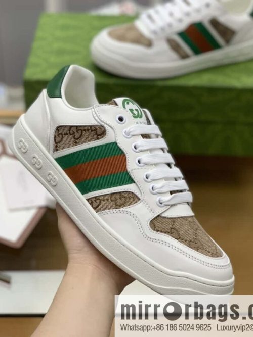 GUCCI color matching leather side decoration classic double G men\'s casual shoes