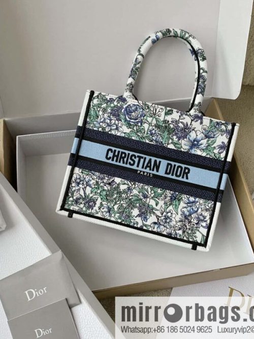 DIOR S BOOK TOTE M1265 blue and white floral