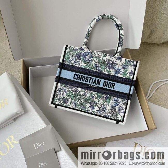 DIOR S BOOK TOTE M1265 blue and white floral