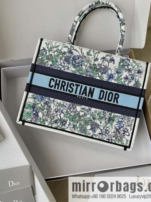 DIOR M BOOK TOTE M1296 blue and white floral