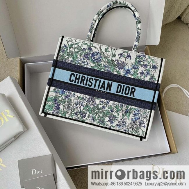 DIOR M BOOK TOTE M1296 blue and white floral