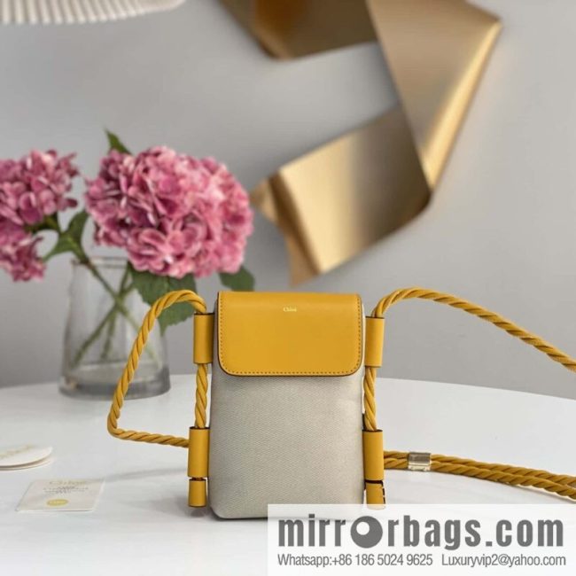 Chloe key X mobile phone bag, yellow cloth.