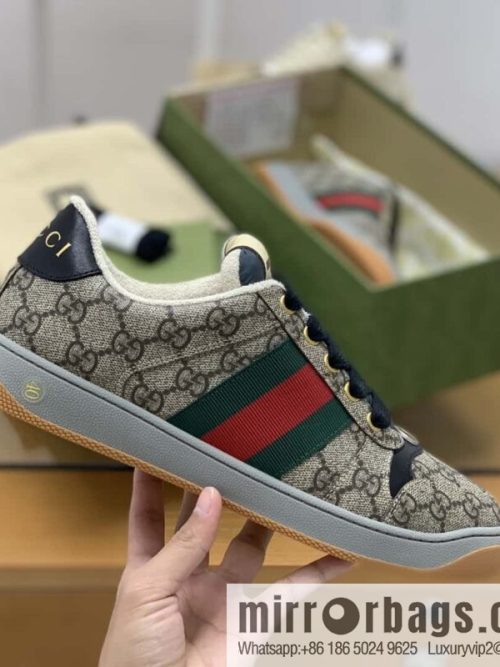 GUCCI Vintage Style Red and Green Webbing Unisex Small Dirty Shoes