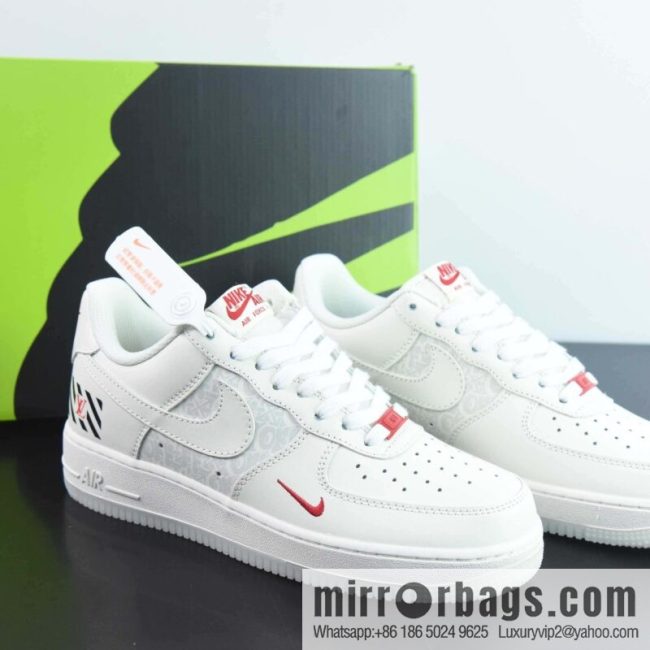 Louis Vuitton x Nike Air Force 1 Air Force One Classic \"OW Joint Off-White Black Red LV Print\"