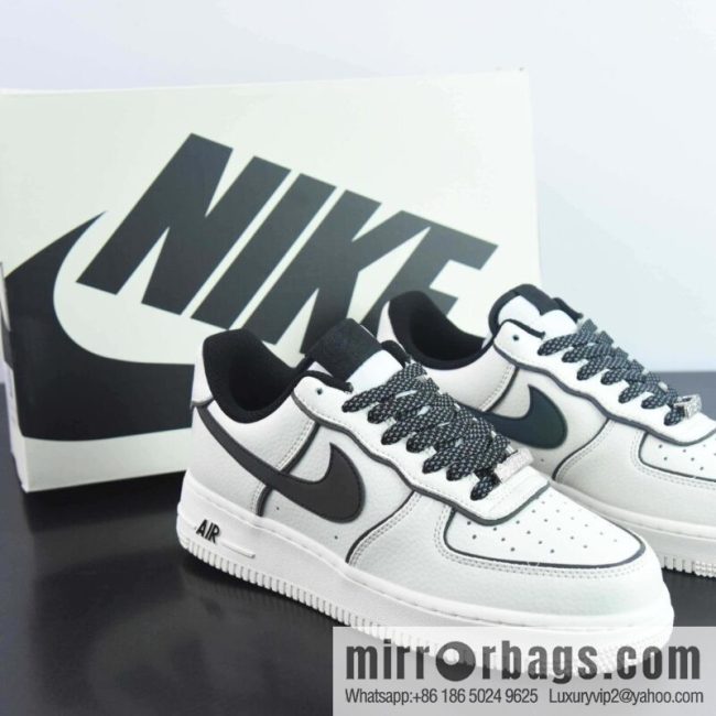 Nike Air Force 1 \'07 Low 3M \"Air Force One Classic Low Top Versatile Casual Sports Board Shoes\" Leather Beige Black Laser 3M Reflective Edge \"Item Number: UH8958-121