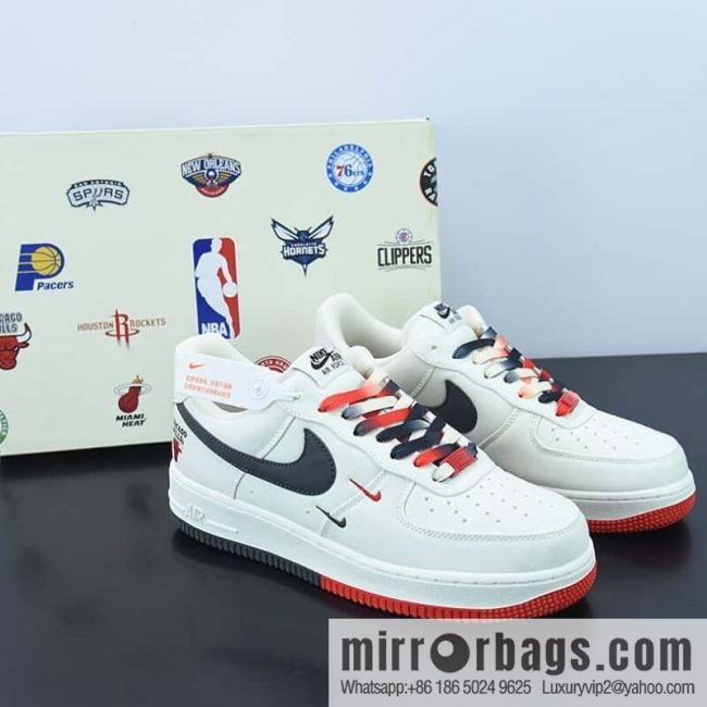 Nk Air Force 1 AF1 Air Force One/Low Top, White Black Red, Canvas, Multi-Hook NBA Chicago Bulls, City Limited Item Number: NA2022-005