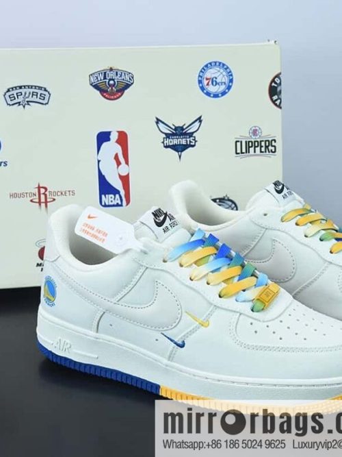 NK Air Force 1 Air Force One \"Canvas Golden State Warriors Beige Purple Yellow Blue Mini Double Hook\" Official Item Number: NA2022-004