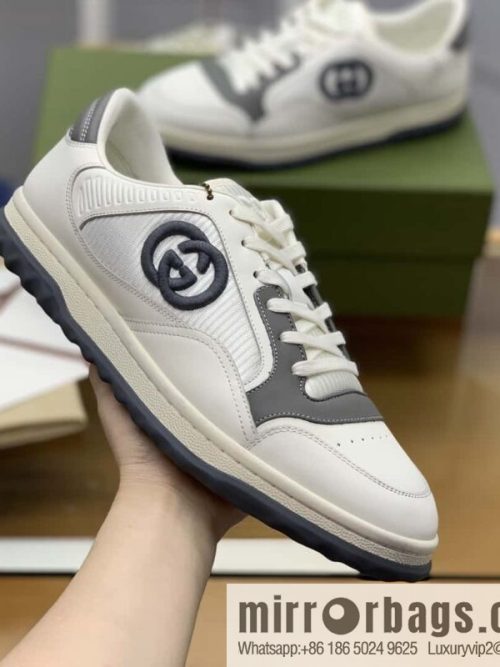 GUCCI beige and gray cowhide, mutual button double G embroidered logo, couple\'s men\'s and women\'s same sports and leisure shoes