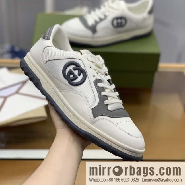 GUCCI beige and gray cowhide, mutual button double G embroidered logo, couple\'s men\'s and women\'s same sports and leisure shoes