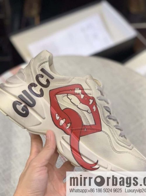 GUCCI old leather, big mouth pattern Logo printed retro logo, men\'s and women\'s retro sneakers