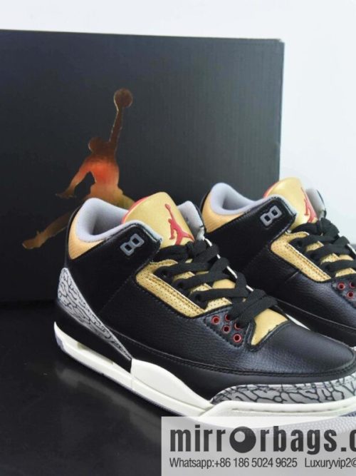 Air Jordan 3 Retro \"Black Gold\" AJ3 black gold, small black cement, item number: CK9246-067