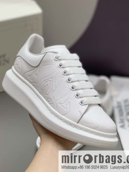 Alexander McQueen All White Embossed, Couple Casual Shoes
