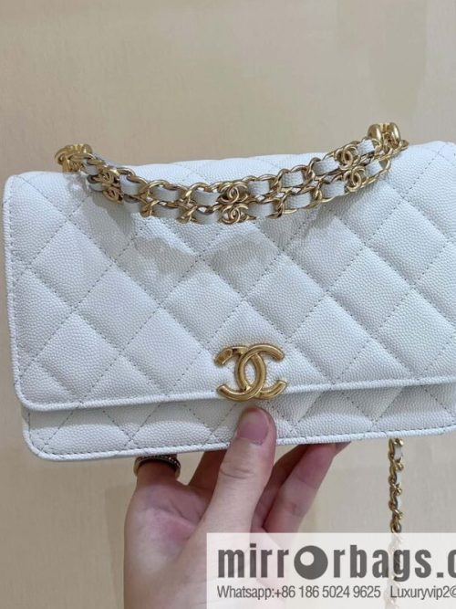 CHANEL 22k autumn and winter high-end ready-to-wear collection, lychee leather woc AP3019 white