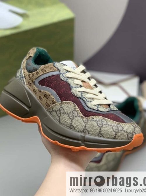 GUCCI beige/brick red classic GG canvas, retro sneakers for men and women