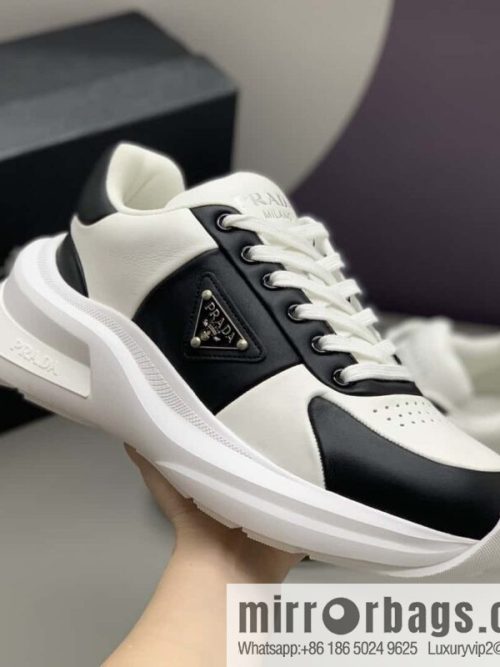 PRADA tongue embossed logo letters, men\'s sneakers