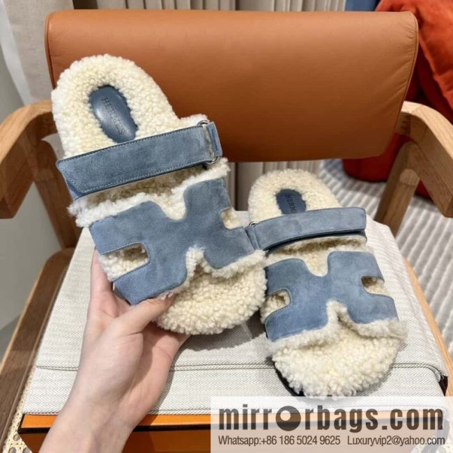 Hermès Lamb Wool Chypre Sandals