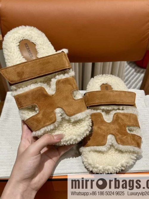 Hermès Lamb Wool Chypre Sandals