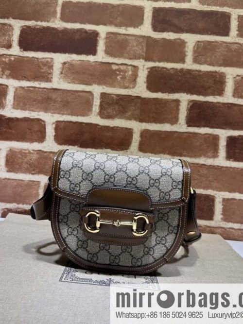 Gucci Horsebit 1955 series mini semi-circular handbag 760191 brown