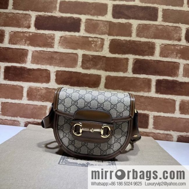 Gucci Horsebit 1955 series mini semi-circular handbag 760191 brown