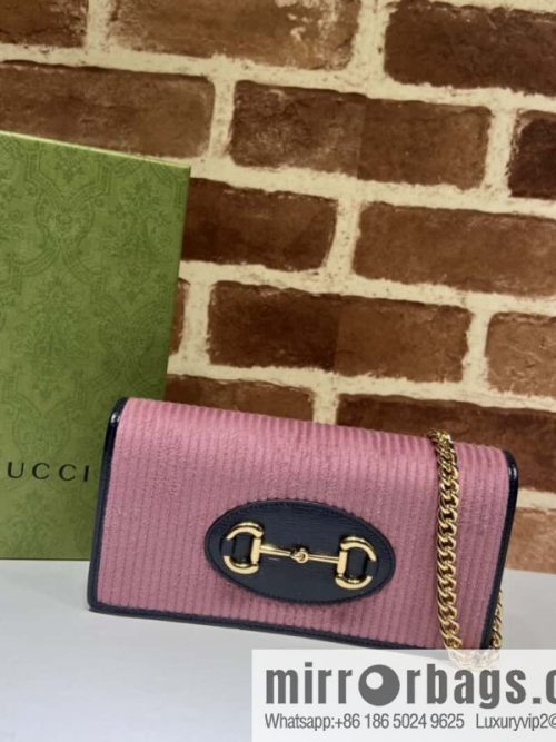 Gucci Horsebit 1955 chain bag 621892 pink corduroy