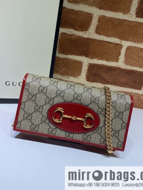 Gucci Horsebit 1955 series chain bag 621892 brown PVC/red