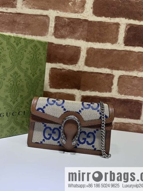 Gucci Dionysus series GG super mini handbag 476432 big G blue cloth
