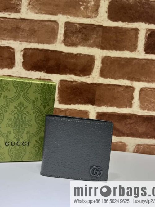 GUCCI GG Marmont series leather (fabric) double fold wallet 428726 gray pig pattern/gray G