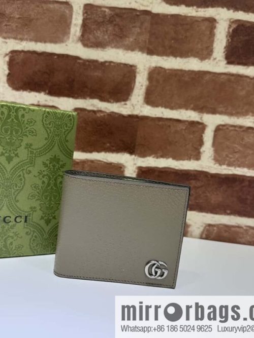 GUCCI GG Marmont series leather (fabric) double fold wallet 428726 elephant gray pig pattern