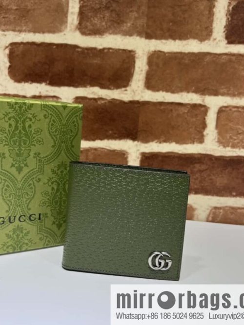 GUCCI GG Marmont series leather (fabric) double fold wallet 428726 army green pig pattern