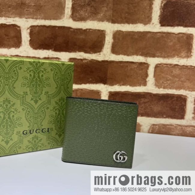 GUCCI GG Marmont series leather (fabric) double fold wallet 428726 army green pig pattern