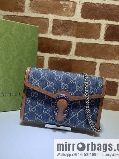 GUCCI Dionysus series mini chain strap handbag 401231 blue denim