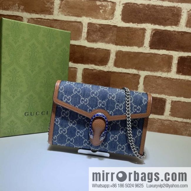 GUCCI Dionysus series mini chain strap handbag 401231 blue denim